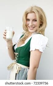 Girl with tits full of milk in a dirndl